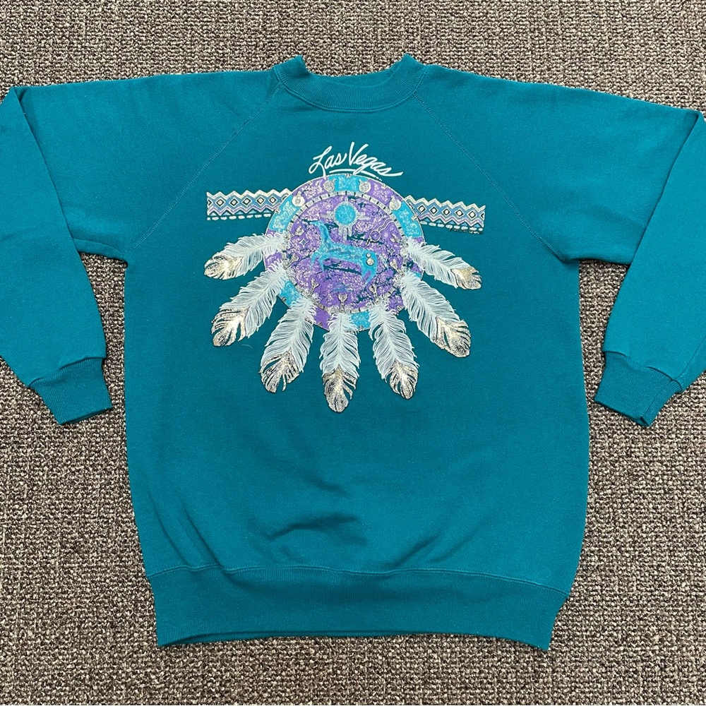 Vintage 1982 Las Vegas Nevada Dreamcatcher Unique Raglan Sweatshirt Size Medium